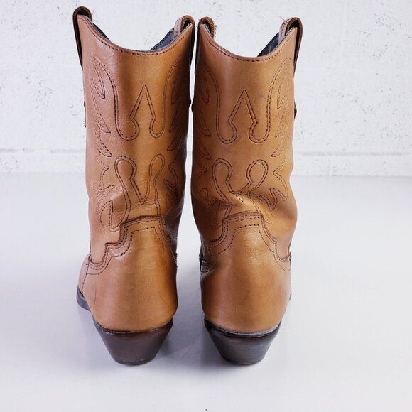 VTG Sandra Miller Womens 7.5 Leather Western Boots Tan Mid-Calf Embroide… - Picture 4 of 10